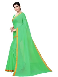 Stylish Cotton Silk Green Saree With Blouse Piece For Women-thumb1