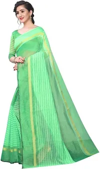 Women Stylish Cotton Silk Striped Saree with Blouse piece-thumb3