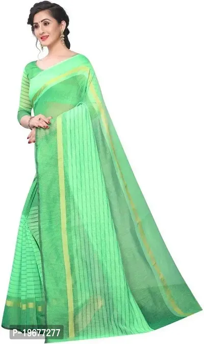 Women Stylish Cotton Silk Striped Saree with Blouse piece-thumb4