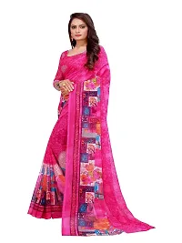 SAADHVI Women's Pink Georgette Graphic Print Printed Saree With Unstithed Blouse(FL-Georgette11, Free Size) | Free Size-thumb1