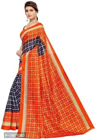 Women Stylish Art Silk Printed Saree with Blouse piece-thumb2