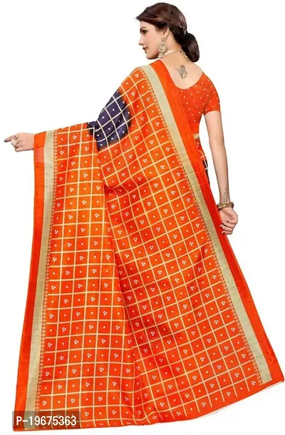 Women Stylish Art Silk Printed Saree with Blouse piece-thumb4