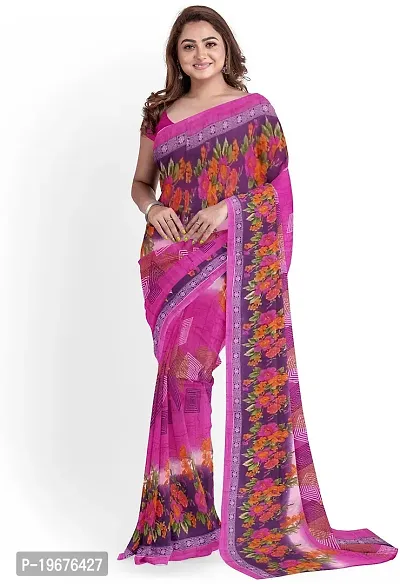 Women Stylish Georgette Printed Saree with Blouse piece