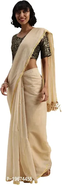 Women Stylish Cotton Silk Solid Saree with Blouse piece-thumb0