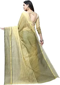 Women Stylish Cotton Silk Striped Saree with Blouse piece-thumb1