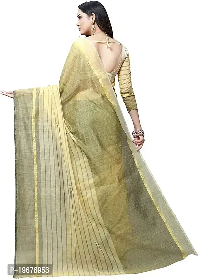 Women Stylish Cotton Silk Striped Saree with Blouse piece-thumb2