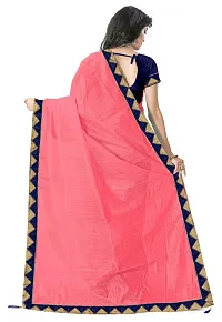 Women Stylish Art Silk Solid Saree with Blouse piece-thumb2