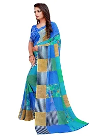 Stylish Georgette Multicoloured Printed Saree With Blouse Piece For Women-thumb1