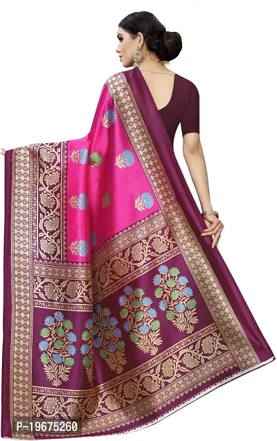 Women Stylish Art Silk Printed Saree with Blouse piece-thumb4