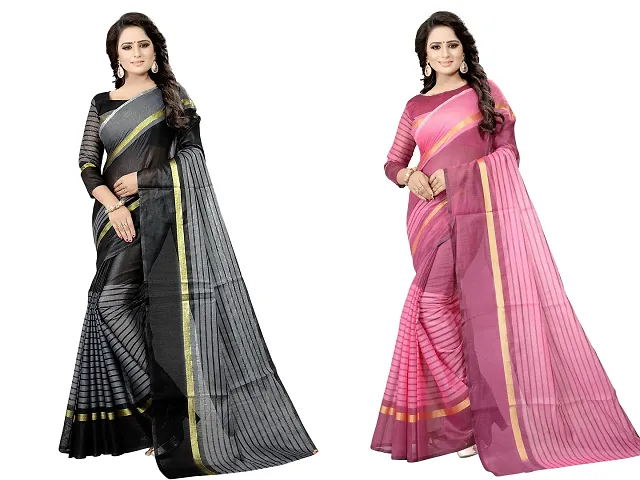 Beautiful Georgette Saree With Blouse Piece Pack Of 2