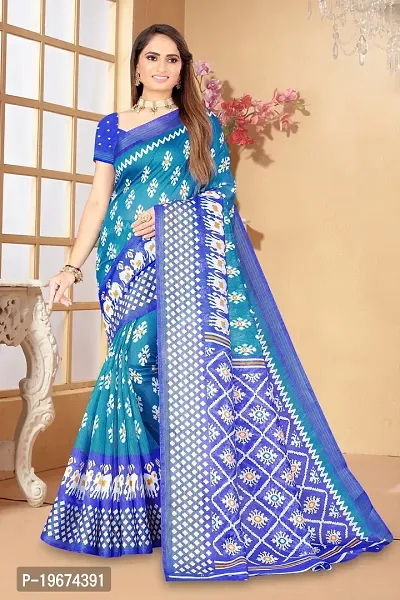 Women Stylish Art Silk Printed Saree with Blouse piece-thumb0