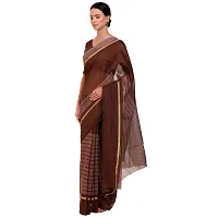 SAADHVI Women's Brown Cotton Silk Striped Work Saree(FL-IF-RustomCoffee-GO, Free Size) | Free Size-thumb3