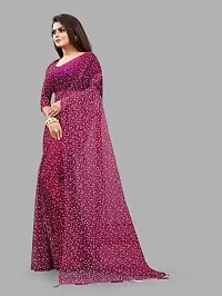 Stylish Purple Net Solid Saree with Blouse piece For Women-thumb2