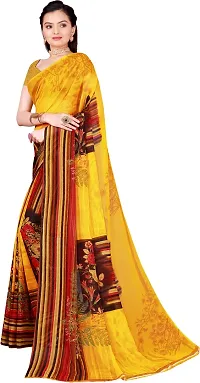 Women Stylish Georgette Printed Saree with Blouse piece-thumb1