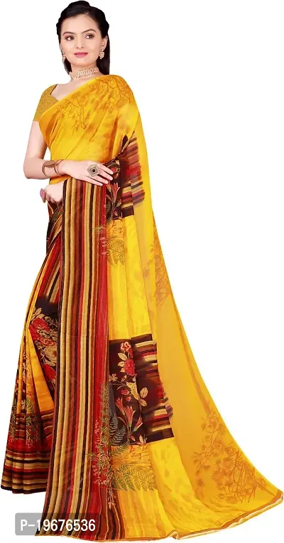 Women Stylish Georgette Printed Saree with Blouse piece-thumb2