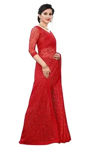 Elegant Red Cotton Silk Saree with Blouse piece For Women-thumb2