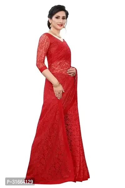 Elegant Red Cotton Silk Saree with Blouse piece For Women-thumb3