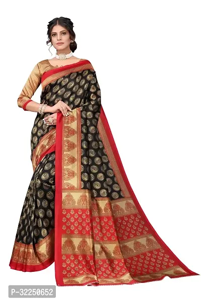 Stylish Black Cotton Silk Woven Design Saree with Blouse piece For Women-thumb0