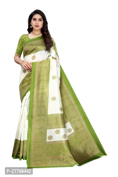 Stylish Art Silk Green Printed Saree With Blouse Piece For Women