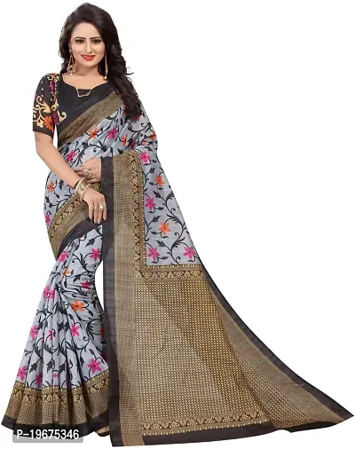 Women Stylish Art Silk Printed Saree with Blouse piece-thumb0