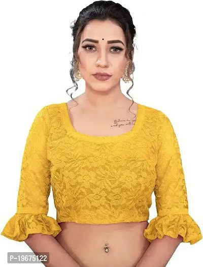 Women Stylish Net Self Pattern Saree with Blouse piece-thumb3