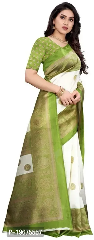 Women Stylish Art Silk Printed Saree with Blouse piece-thumb3