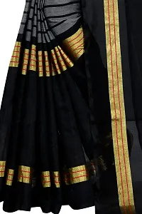 Stylish Black Cotton Silk  Printed Saree With Blouse Piece For Women-thumb4