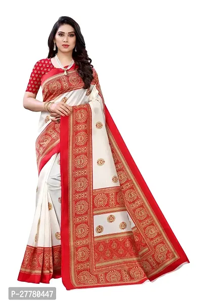 Stylish Art Silk Red Printed Saree With Blouse Piece For Women