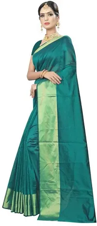 Women Stylish Cotton Silk Solid Saree with Blouse piece-thumb1