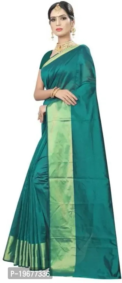 Women Stylish Cotton Silk Solid Saree with Blouse piece-thumb2