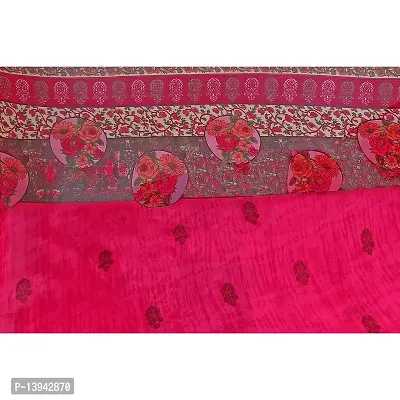 SAADHVI Women's Pink Georgette Block Print Printed Saree With Unstithed Blouse(FL-Georgette30, Free Size) | Free Size-thumb2