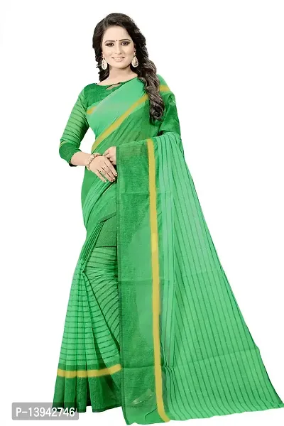 Stylish Green cotton silk Sarees For Women-thumb0