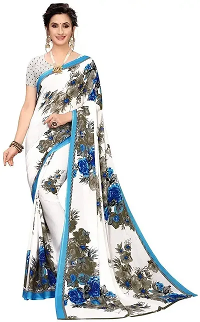 Latest Beautiful Georgette Printed Sarees with Blouse Piece
