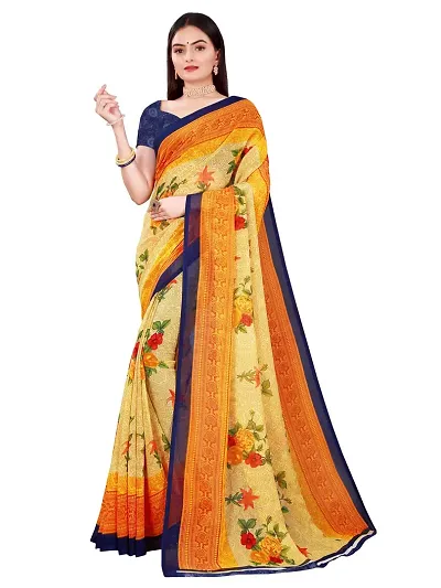 Todaydeal Women and Georgette Floral Saree With Unstitched Blouse