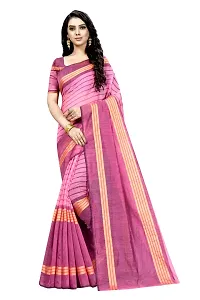 Stylish Cotton Blend Saree With Blouse Piece For Women Pack Of 2-thumb3