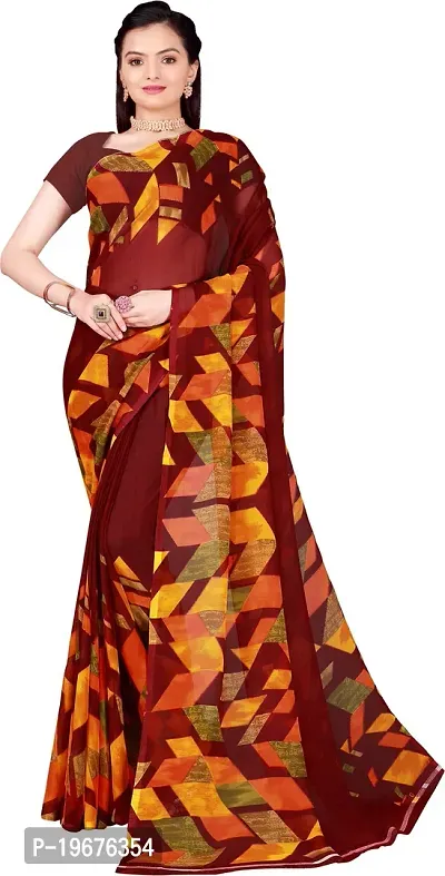 Women Stylish Georgette Printed Saree with Blouse piece-thumb0