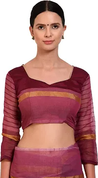 Women Stylish Cotton Silk Striped Saree with Blouse piece-thumb3