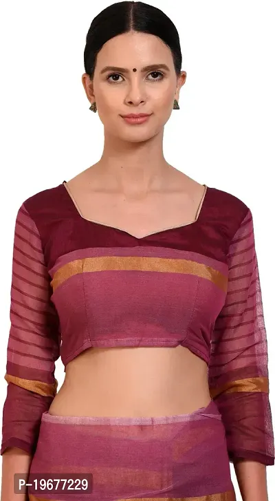 Women Stylish Cotton Silk Striped Saree with Blouse piece-thumb4