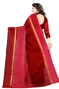 SAADHVI Women's Maroon Cotton Silk Striped Saree With Blouse(FL-IF-Rustom Maroon) | Free Size-thumb1