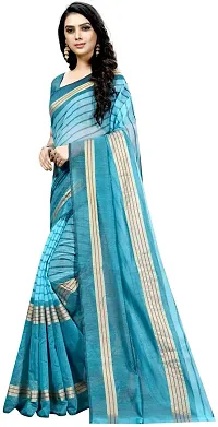 Women Stylish Cotton Silk Striped Saree with Blouse piece-thumb2