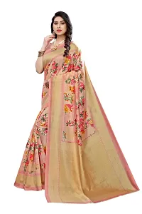 Stylish Art Silk Peach Printed Saree With Blouse Piece For Women-thumb1