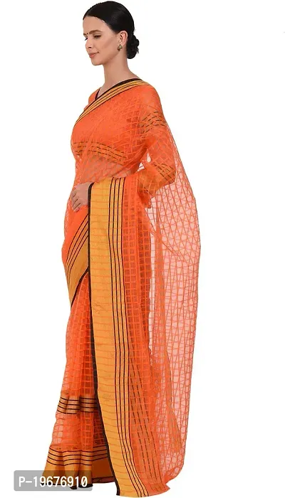 Women Stylish Cotton Silk Checked Saree with Blouse piece-thumb3