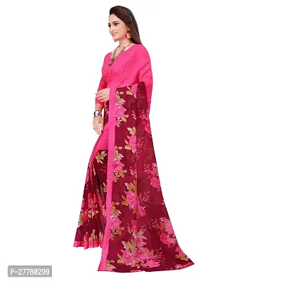 Stylish Georgette Multicoloured Printed Saree With Blouse Piece For Women-thumb5