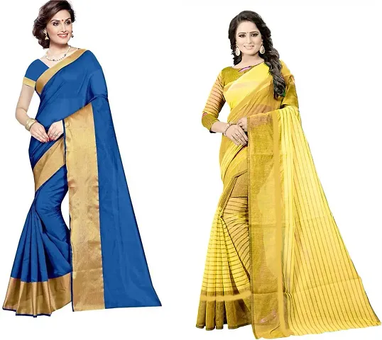 Stylish Fancy Silk Saree With Blouse Piece For Women Pack Of 2