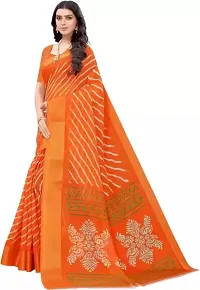 Stylish Orange Cotton Silk Saree With Blouse Piece For Women-thumb1