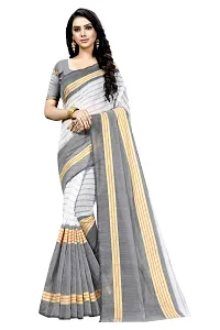 Stylish Cotton Blend Saree With Blouse Piece For Women Pack Of 2-thumb3