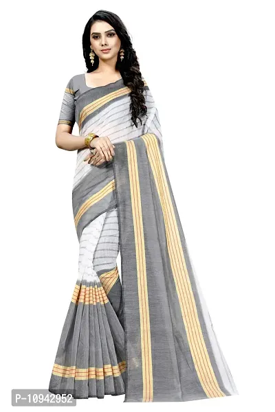 Stylish Cotton Blend Saree With Blouse Piece For Women Pack Of 2-thumb4