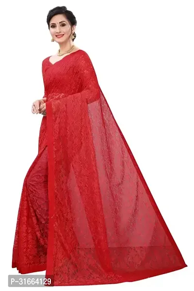 Elegant Red Cotton Silk Saree with Blouse piece For Women-thumb2