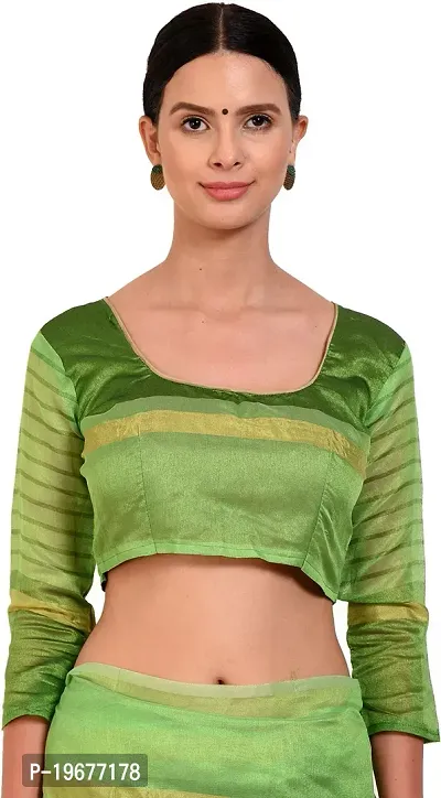 Women Stylish Cotton Silk Striped Saree with Blouse piece-thumb4