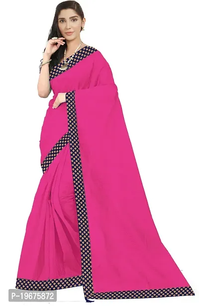 Women Stylish Art Silk Solid Saree with Blouse piece-thumb0